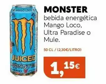 Supermercados Lupa Monster bebida energética mango loco, ultra paradise o mule oferta