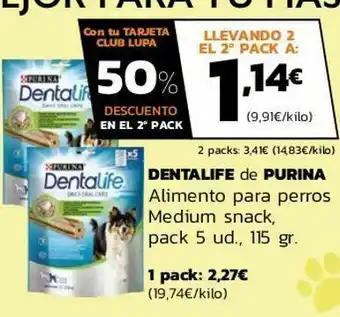 Supermercados Lupa Dentalife de purina alimento para perros medium snack oferta