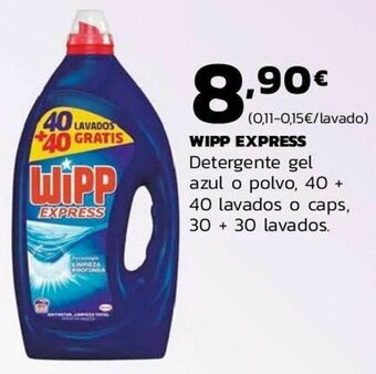 Supermercados Lupa Wipp express detergente gel azul o polvo oferta