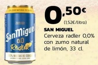 Supermercados Lupa San miguel cerveza radler 0,0% con zumo natural de limón oferta