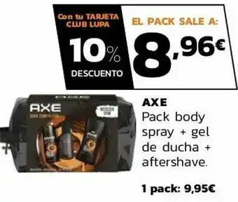 Supermercados Lupa Axe pack body spray + gel de ducha + aftershave oferta