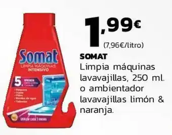 Supermercados Lupa Somat limpia máquinas lavavajillas o ambientador lavavajillas limón & nada oferta