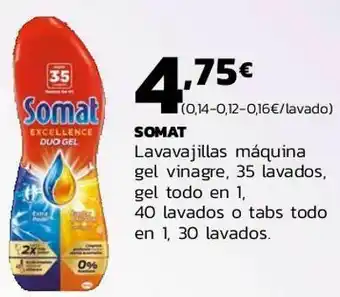 Supermercados Lupa Somat lavavajillas máquina gel vinagre oferta