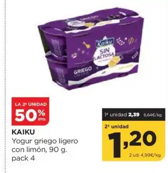 Alimerka KAIKU Yogur griego ligero con limón oferta