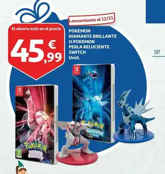 Alcampo Pokemon Diamante Brillante O Pokemon Perla Reluciente Switch oferta