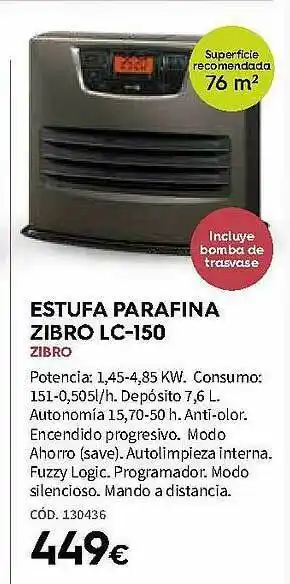 ferrOkey Zibro Estufa Parafina Zibro Lc-150 oferta