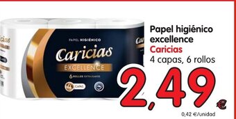 Alimerka Caricias Papel higiénico 4 capas, 6 rollos oferta