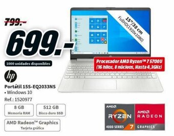 MediaMarkt HP Portátil 15S-EQ2033NS oferta