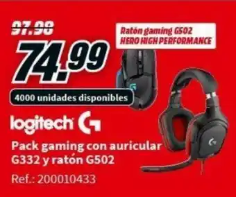 MediaMarkt Logitech Pack Gaming con auricular G332 y raton G502 oferta