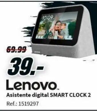 MediaMarkt Lenovo Asistente digital Smart Clock 2 oferta