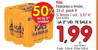 Alimerka Kas Naranja o limón, 33 cl. pack 9 oferta