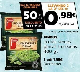 Supermercados Lupa Findus judías verdes planas troceadas oferta