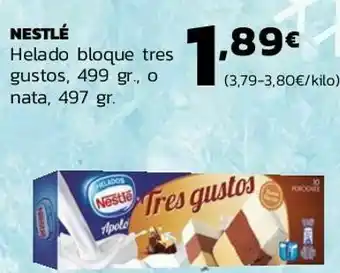 Supermercados Lupa Nestlé helado bloque tres gustos o nata oferta