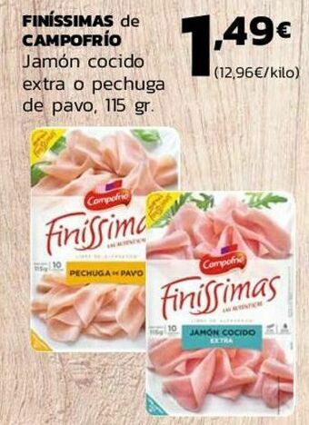 Supermercados Lupa Finíssimas de campofrío jamón cocido extra o pechuga de pavo oferta