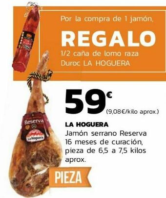 Supermercados Lupa La hoguera jamón serrano reserva 16 meses de curación oferta