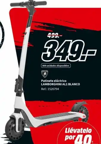 MediaMarkt Patinete Eléctrico Lamborghini Al1 Blanco oferta