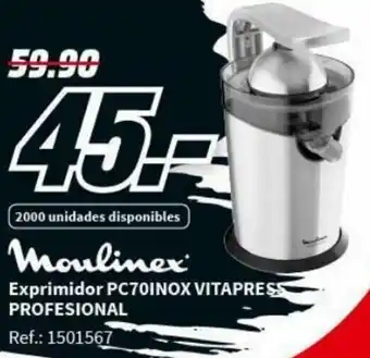 MediaMarkt Moulinex Exprimidor PC70INOX VITAPRESS PROFESIONAL oferta