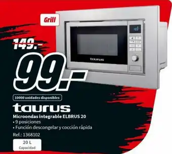 MediaMarkt Taurus Microondas Integrable ELBRUS 20 oferta