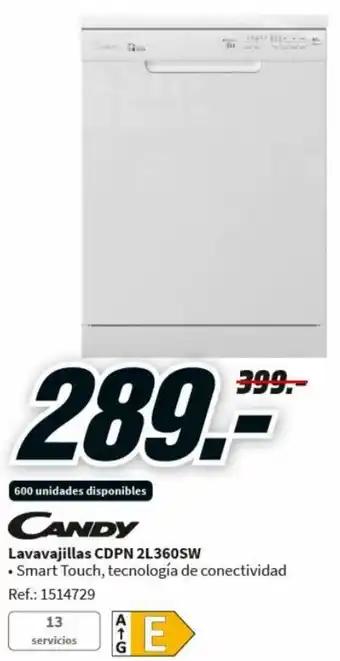 MediaMarkt Candy Lavavajillas CDPN 2L360SW oferta