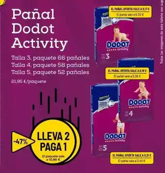 AhorraMas Dodot Activity Pañal 66 pañales oferta