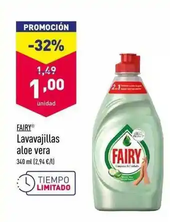 ALDI Fairy Lavavajillas aloe vera 340ml oferta