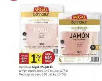 Consum Argal Paquete Bonnatur Jamón cocido extra 140g oferta