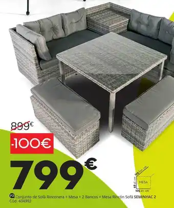 Conforama Conjunto De Sofá Rinconera + Mesa + 2 Bancos + Mesa Rincón Sofá Seminyac 2 oferta