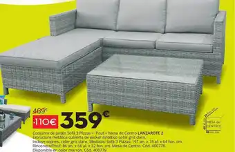 Conforama Conjunto De Jardin Sofá 3 Plazas + Pouf + Mesa De Centro Lanzarote 2 oferta