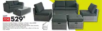 Conforama Conjunto De Sofá 2 Plazas + 2 Sillones + 2 Poufs + Mesa Soho oferta