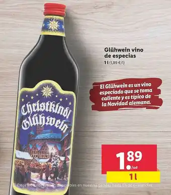 Lidl Glühwein Vino De Especias 1 L oferta
