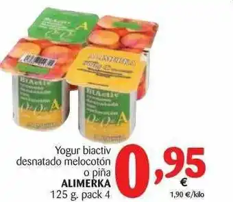 Alimerka Alimerka Yogur Biactiv Desnatado Melocotón O Piña 125g pack 4 oferta