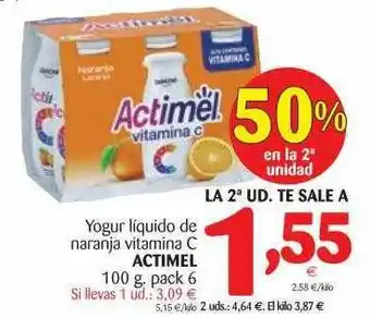 Alimerka Actimel Yogur Líquido De Naranja Vitamina C 100g pack 6 oferta