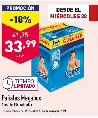 Pañales Megabox Pack de 156 unidades