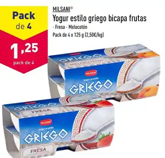 ALDI Yogur estilo griego bicapa frutas milsani oferta