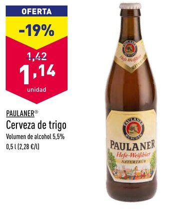 ALDI Paulaner Cerveza de trigo oferta