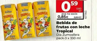 Dia Supermercados Bebida De Frutas Con Leche Tropical 3 x 330ml oferta