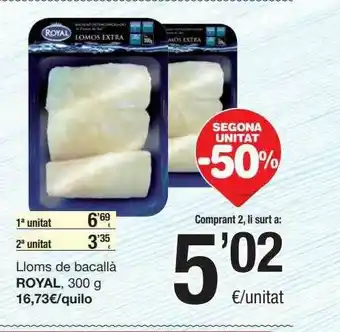 SPAR Fragadis Segona Unitat -50% Lloms De Bacallà Royal 300g oferta