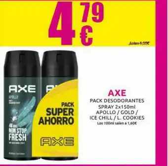 Muchas Perfumerías Axe Pack Desodorantes Spray Apollo Gold Ice Chill L. Cookies 2 x 150ml oferta