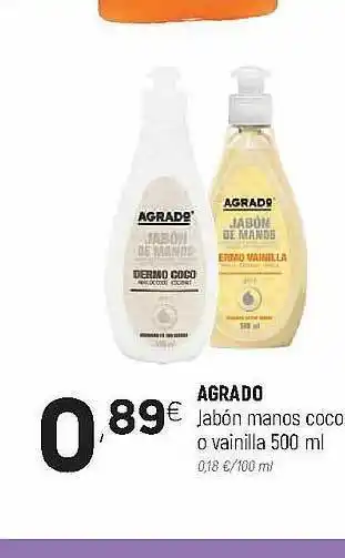 Coviran Agrado Jabón Manos Coco O Vainilla 500ml oferta