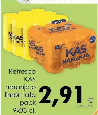 Cash Ifa Refresco Kas Naranja O Limón Lata 9 x 33cl oferta