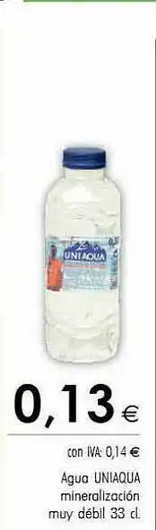 Cash Ifa Agua Uniaqua Mineralización Muy Débil 33cl oferta