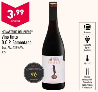 ALDI Monasterio Del Pueyo Vino Tinto D.O.P Somontano oferta