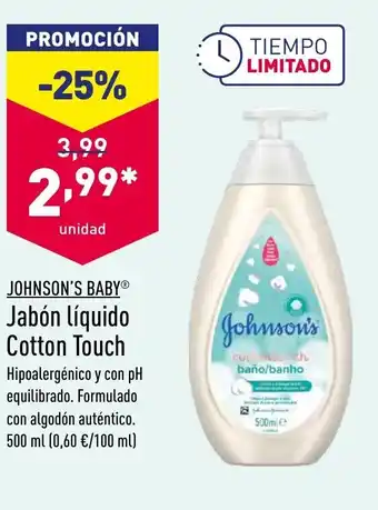 ALDI Johnson's Baby Jabón líquido cotton touch oferta