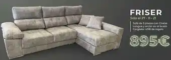Friser Solo el 27 - 11 - 21 Sofá de 3 Plazas con Chaise Longue y arcón en el brazo