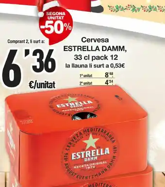 SPAR Cervesa Estrella Damm, 33 cl pack 12 oferta