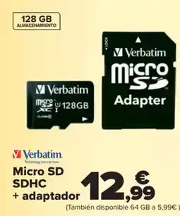 Carrefour VERBATIM Micro sd sdhc + adaptador oferta