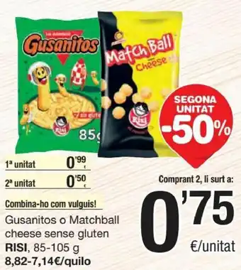 SPAR Gusanitos o Matchball Cheese Sense Gluten Risi oferta