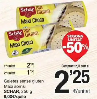 SPAR Schar Galetes Sense Gluten Maxi Sorrisi 250 g oferta