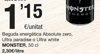 SPAR Monster Beguda Energètica Absolute Zero, Ultra Paradise o Ultra White oferta