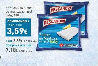 HiperDino Pescanova filetes de merluza sin piel baby, 400g oferta